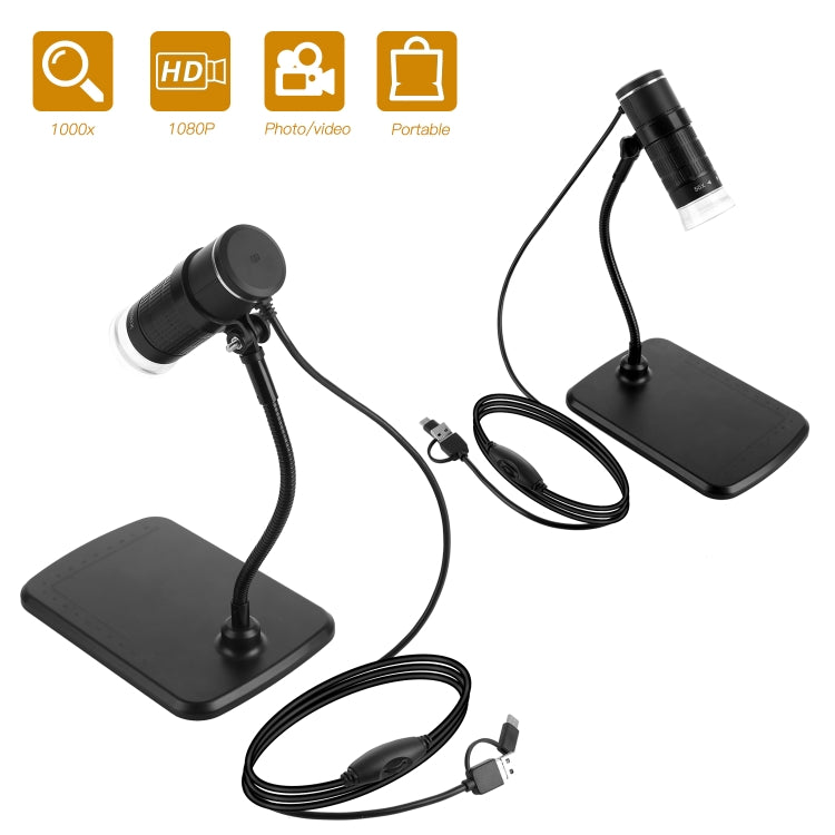 AN104 1000X 3 in 1 Digital Microscope with Helical Tube Bracket - Digital Microscope by PMC TechLife | Online Shopping South Africa | PMC TechLife | Buy Now Pay Later Mobicred