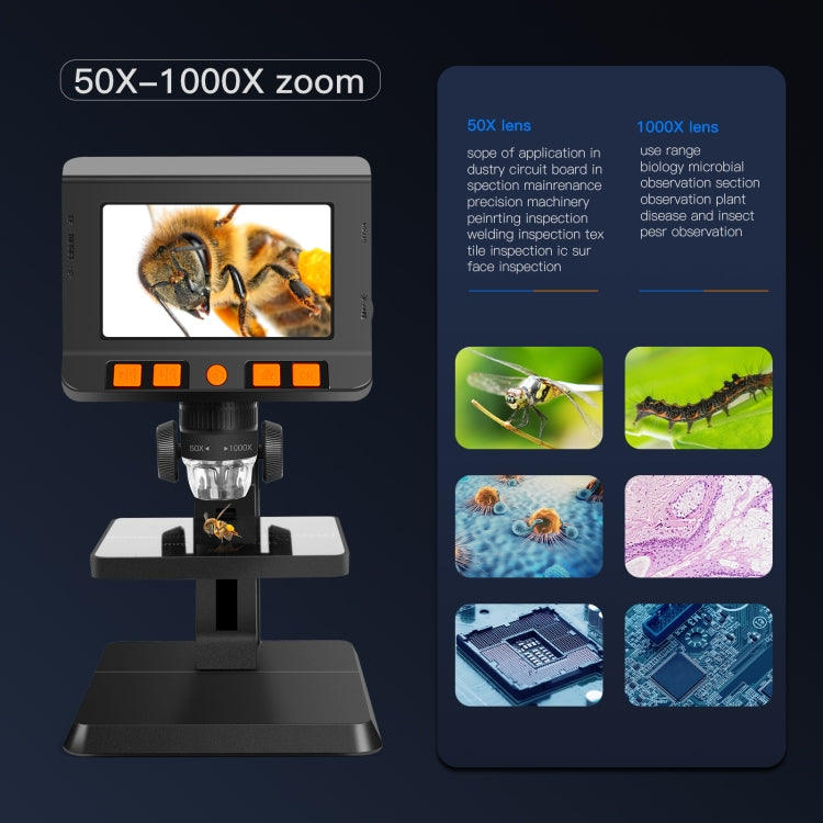P110 50X-1000X Desktop Electronic Digital Microscope with 4.3 inch Screen - free shipping - PMC TechLife - Order now!