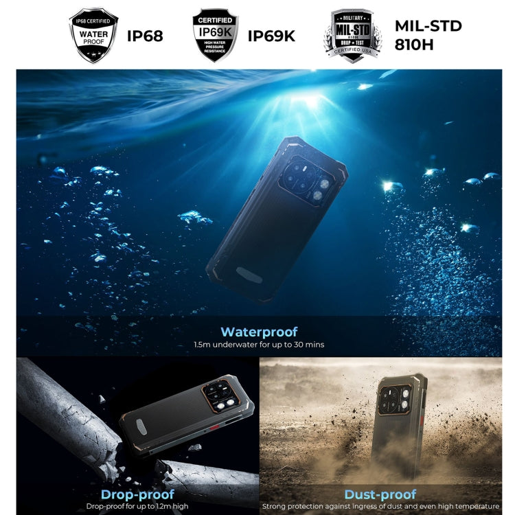 HOTWAV CYBER 13 Pro, 12GB+256GB, IP68/IP69K Rugged Phone, 10800mAh, 6.6 inch Android 13 UNISOC T619 Octa Core, Network: 4G, NFC, OTG(All Black) - free shipping - PMC TechLife - Order now!