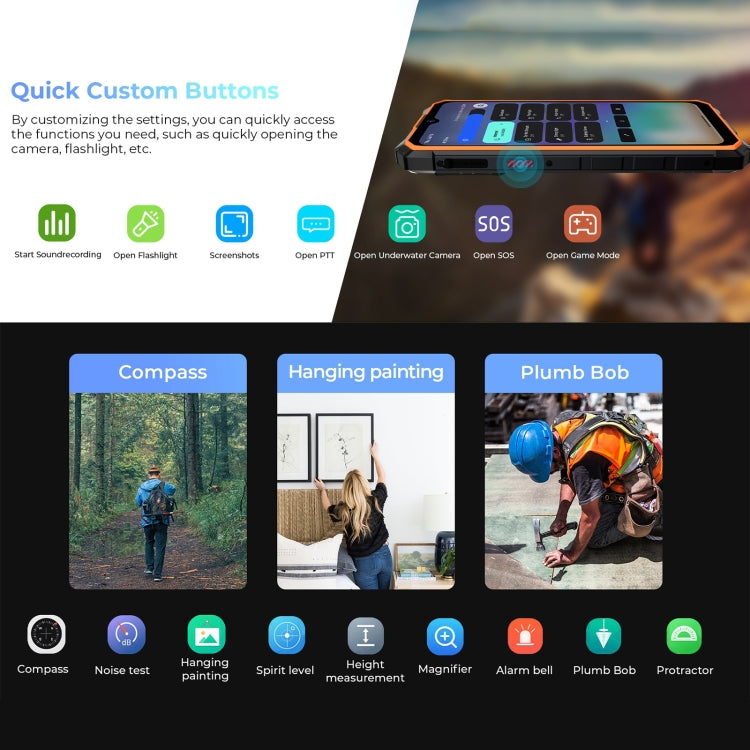 HOTWAV CYBER 13 Pro, 12GB+256GB, IP68/IP69K Rugged Phone, 10800mAh, 6.6 inch Android 13 UNISOC T619 Octa Core, Network: 4G, NFC, OTG(Orange) - free shipping - PMC TechLife - Order now!