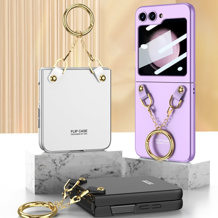 For Samsung Galaxy Z Flip5 GKK Integrated Necklace Hinged Flip Phone Case with Ring Holder(Purple) - Galaxy Z Flip5 Cases by GKK | Online Shopping South Africa | PMC TechLife