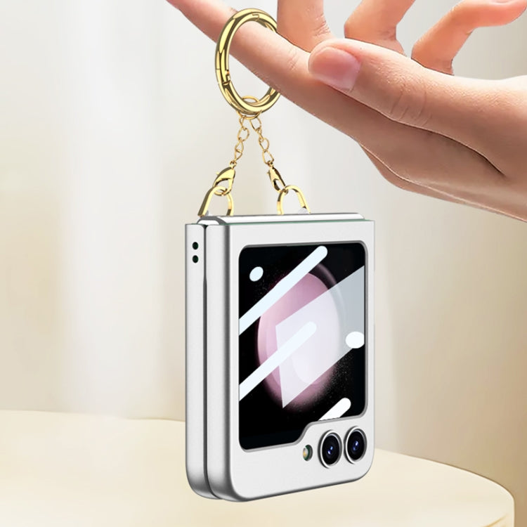 For Samsung Galaxy Z Flip5 GKK Integrated Necklace Hinged Flip Phone Case with Ring Holder(Purple) - Galaxy Z Flip5 Cases by GKK | Online Shopping South Africa | PMC TechLife