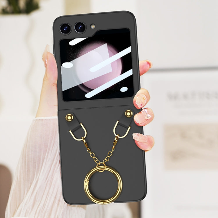For Samsung Galaxy Z Flip5 GKK Integrated Necklace Hinged Flip Phone Case with Ring Holder(Purple) - Galaxy Z Flip5 Cases by GKK | Online Shopping South Africa | PMC TechLife