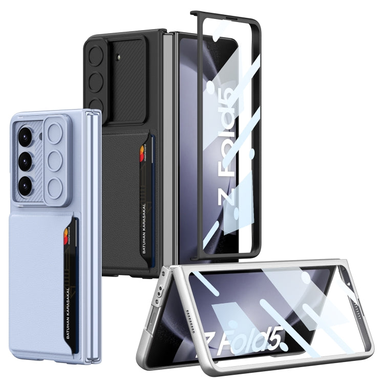 For Samsung Galaxy Z Fold5 GKK Integrated Ultra-thin Sliding Window Folding Phone Case with Card Holder(Silver) - free shipping - PMC TechLife - Order now!