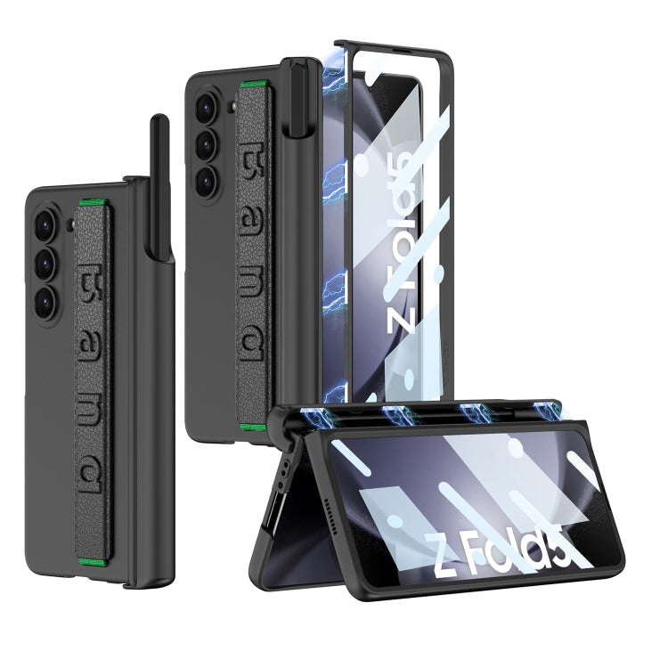 For Samsung Galaxy Z Fold5 GKK Integrated Magnetic Folding Hinge Phone Case with Wrist Strap & Pen Holder(Black) - Galaxy Z Fold5 Cases by GKK | Online Shopping South Africa | PMC TechLife | Buy Now Pay Later Mobicred