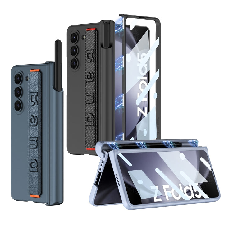 For Samsung Galaxy Z Fold5 GKK Integrated Magnetic Folding Hinge Phone Case with Wrist Strap & Pen Holder(Black) - Galaxy Z Fold5 Cases by GKK | Online Shopping South Africa | PMC TechLife | Buy Now Pay Later Mobicred