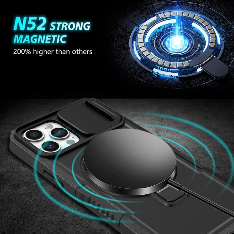 For iPhone 12 Pro Max Sliding Camshield MagSafe Holder TPU Hybrid PC Phone Case(Black) - free shipping - PMC TechLife - Order now!