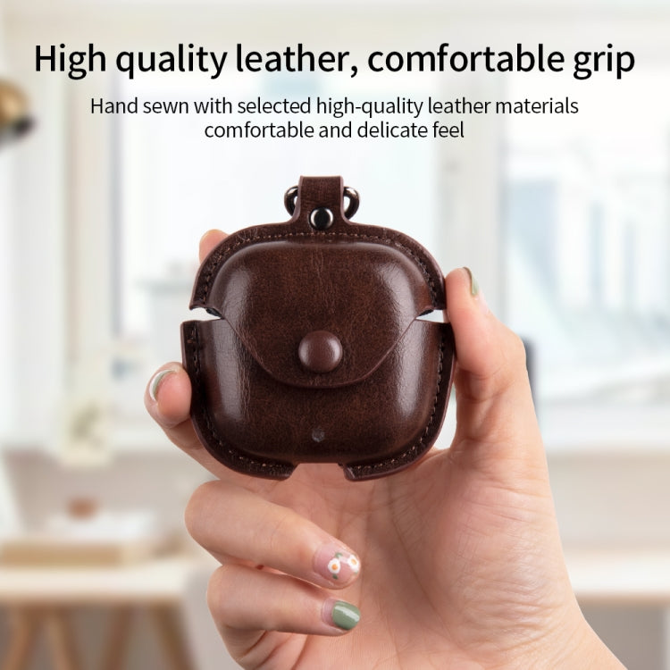 For Huawei FreeBuds SE 2 / SE 3 Leather TWS Earphone Protective Case with Hook(Light Brown) - Huawei Earphone Case by PMC TechLife | Online Shopping South Africa | PMC TechLife | Buy Now Pay Later Mobicred