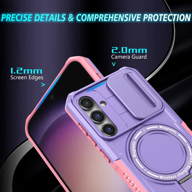 For Samsung Galaxy S23 FE 5G Sliding Camshield Magsafe Holder TPU Hybrid PC Phone Case(Pink Purple) - Galaxy S23 FE 5G Cases by PMC TechLife | Online Shopping South Africa | PMC TechLife