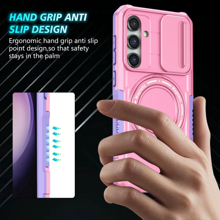For Samsung Galaxy S23 FE 5G Sliding Camshield Magsafe Holder TPU Hybrid PC Phone Case(Purple Pink) - Galaxy S23 FE 5G Cases by PMC TechLife | Online Shopping South Africa | PMC TechLife