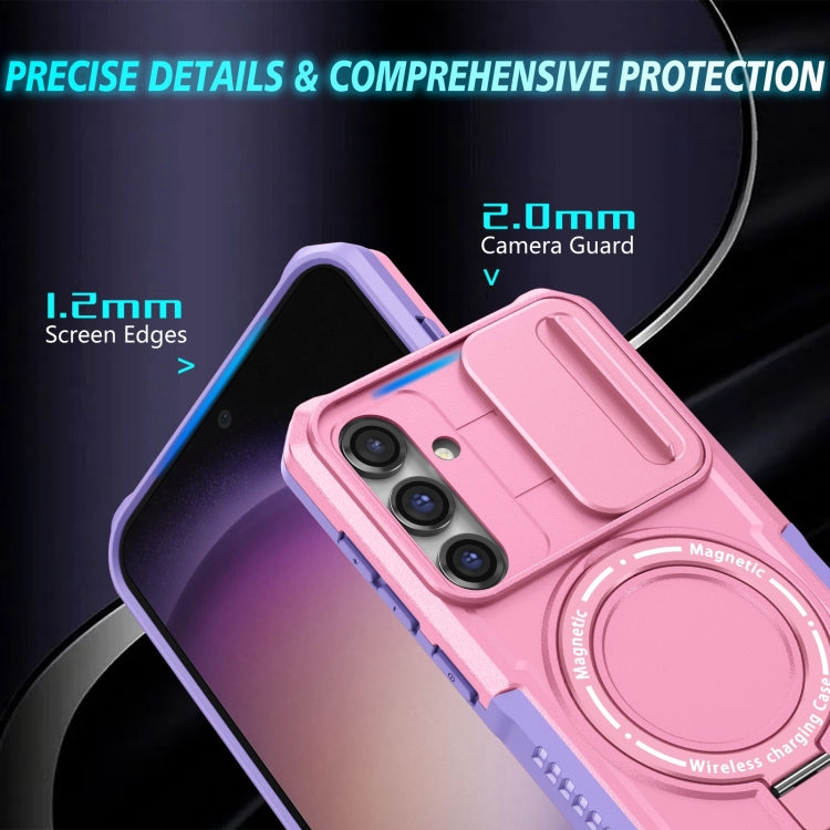 For Samsung Galaxy S23 FE 5G Sliding Camshield Magsafe Holder TPU Hybrid PC Phone Case(Purple Pink) - Galaxy S23 FE 5G Cases by PMC TechLife | Online Shopping South Africa | PMC TechLife