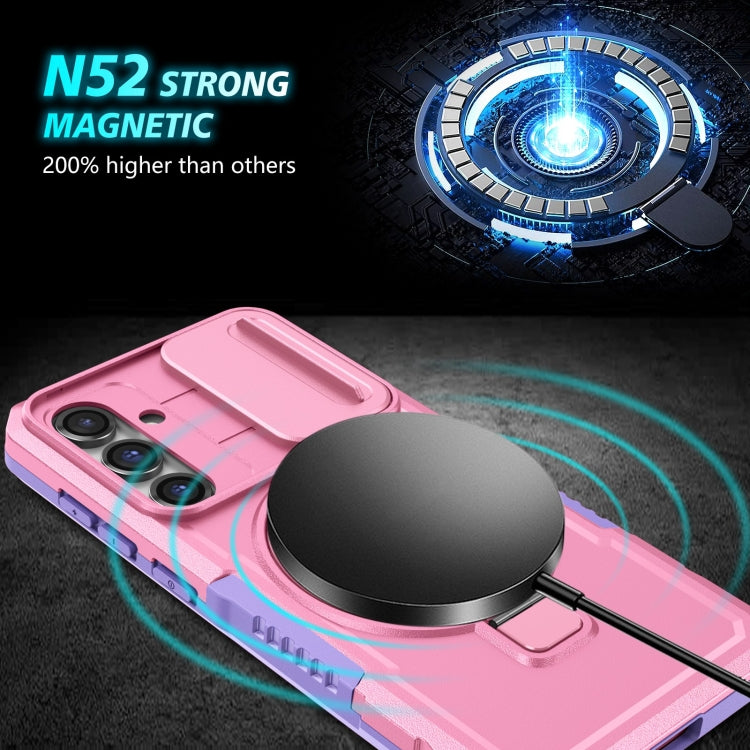 For Samsung Galaxy S23 FE 5G Sliding Camshield Magsafe Holder TPU Hybrid PC Phone Case(Purple Pink) - Galaxy S23 FE 5G Cases by PMC TechLife | Online Shopping South Africa | PMC TechLife