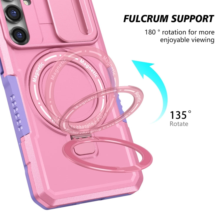 For Samsung Galaxy S23 FE 5G Sliding Camshield Magsafe Holder TPU Hybrid PC Phone Case(Purple Pink) - Galaxy S23 FE 5G Cases by PMC TechLife | Online Shopping South Africa | PMC TechLife