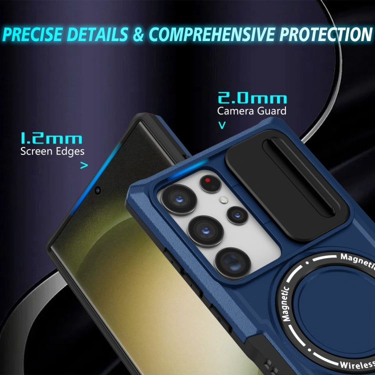 For Samsung Galaxy S23 Ultra 5G Sliding Camshield Magsafe Holder TPU Hybrid PC Phone Case(Royal Blue) - free shipping - PMC TechLife - Order now!