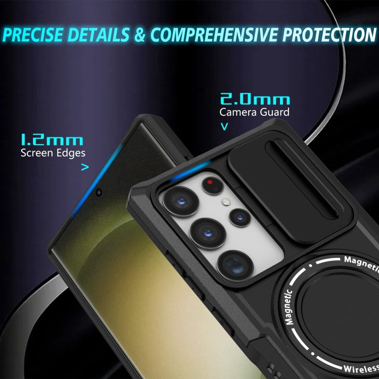 For Samsung Galaxy S23 Ultra 5G Sliding Camshield Magsafe Holder TPU Hybrid PC Phone Case(Black) - Galaxy S23 Ultra 5G Cases by PMC TechLife | Online Shopping South Africa | PMC TechLife