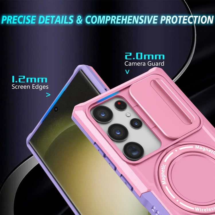 For Samsung Galaxy S23 Ultra 5G Sliding Camshield Magsafe Holder TPU Hybrid PC Phone Case(Purple Pink) - Galaxy S23 Ultra 5G Cases by PMC TechLife | Online Shopping South Africa | PMC TechLife