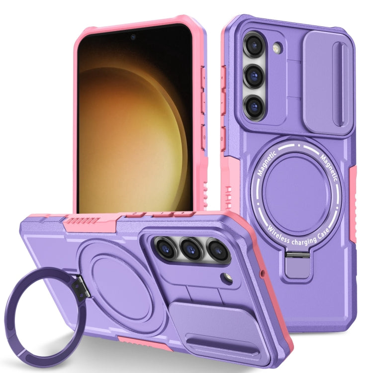 For Samsung Galaxy S23+ 5G Sliding Camshield Magsafe Holder TPU Hybrid PC Phone Case(Pink Purple) - Galaxy S23+ 5G Cases by PMC TechLife | Online Shopping South Africa | PMC TechLife