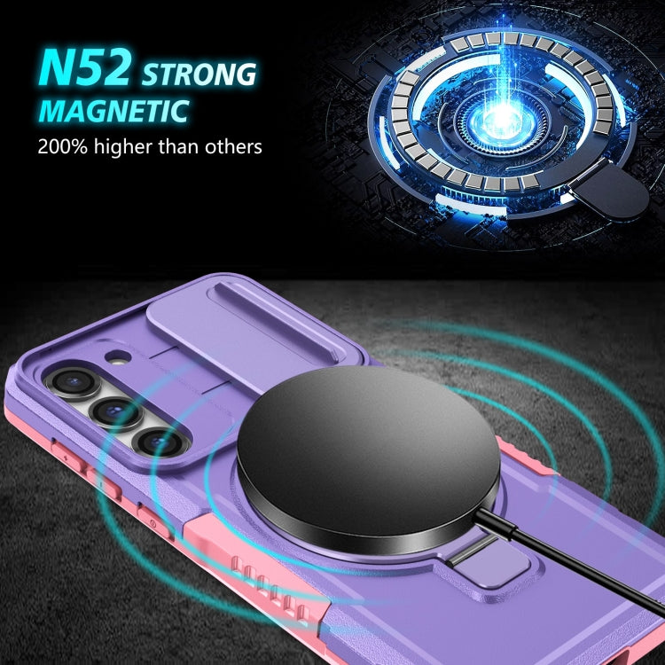 For Samsung Galaxy S23+ 5G Sliding Camshield Magsafe Holder TPU Hybrid PC Phone Case(Pink Purple) - Galaxy S23+ 5G Cases by PMC TechLife | Online Shopping South Africa | PMC TechLife
