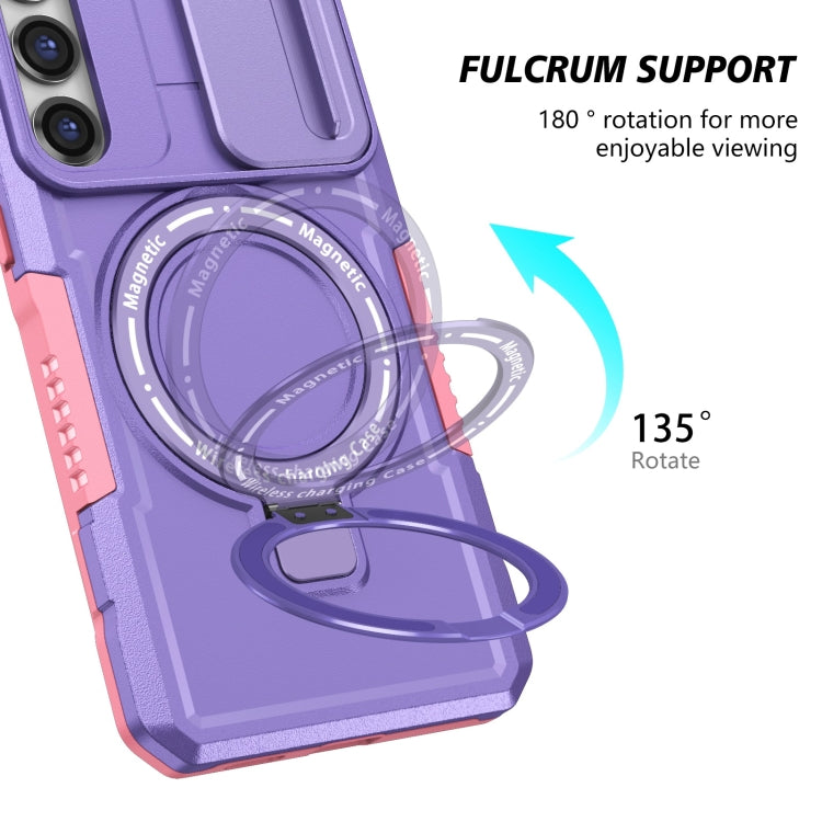 For Samsung Galaxy S23+ 5G Sliding Camshield Magsafe Holder TPU Hybrid PC Phone Case(Pink Purple) - Galaxy S23+ 5G Cases by PMC TechLife | Online Shopping South Africa | PMC TechLife