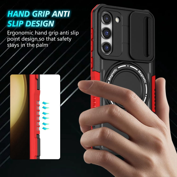 For Samsung Galaxy S23+ 5G Sliding Camshield Magsafe Holder TPU Hybrid PC Phone Case(Black Red) - Galaxy S23+ 5G Cases by PMC TechLife | Online Shopping South Africa | PMC TechLife