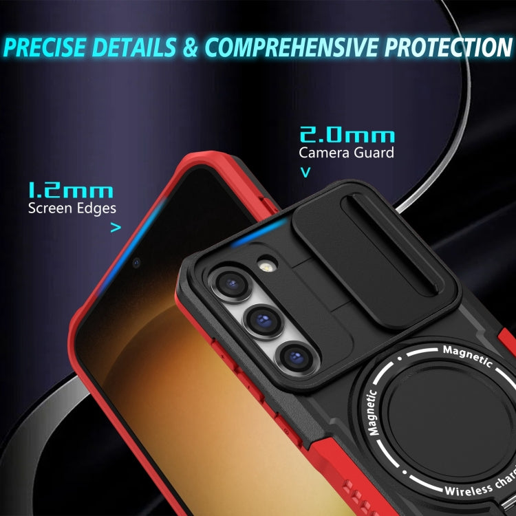 For Samsung Galaxy S23+ 5G Sliding Camshield Magsafe Holder TPU Hybrid PC Phone Case(Black Red) - Galaxy S23+ 5G Cases by PMC TechLife | Online Shopping South Africa | PMC TechLife