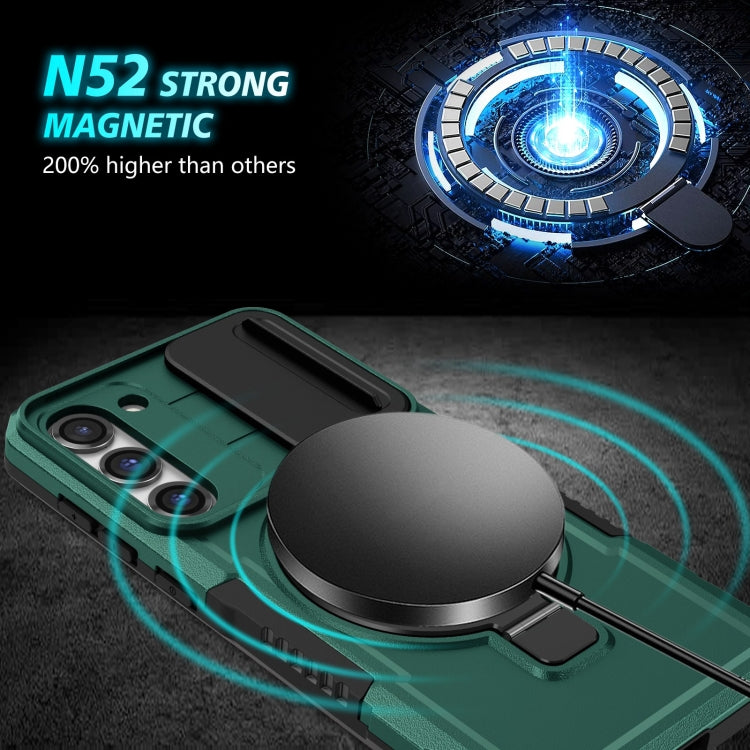 For Samsung Galaxy S23+ 5G Sliding Camshield Magsafe Holder TPU Hybrid PC Phone Case(Deep Green) - Galaxy S23+ 5G Cases by PMC TechLife | Online Shopping South Africa | PMC TechLife