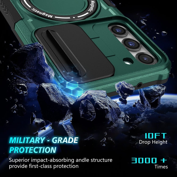 For Samsung Galaxy S23+ 5G Sliding Camshield Magsafe Holder TPU Hybrid PC Phone Case(Deep Green) - Galaxy S23+ 5G Cases by PMC TechLife | Online Shopping South Africa | PMC TechLife