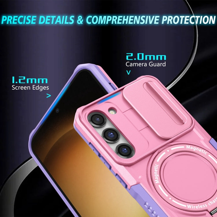 For Samsung Galaxy S23+ 5G Sliding Camshield Magsafe Holder TPU Hybrid PC Phone Case(Purple Pink) - Galaxy S23+ 5G Cases by PMC TechLife | Online Shopping South Africa | PMC TechLife