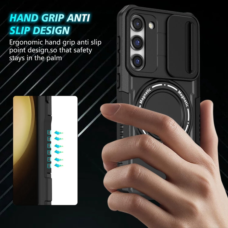 For Samsung Galaxy S23 5G Sliding Camshield Magsafe Holder TPU Hybrid PC Phone Case(Black) - Galaxy S23 5G Cases by PMC TechLife | Online Shopping South Africa | PMC TechLife