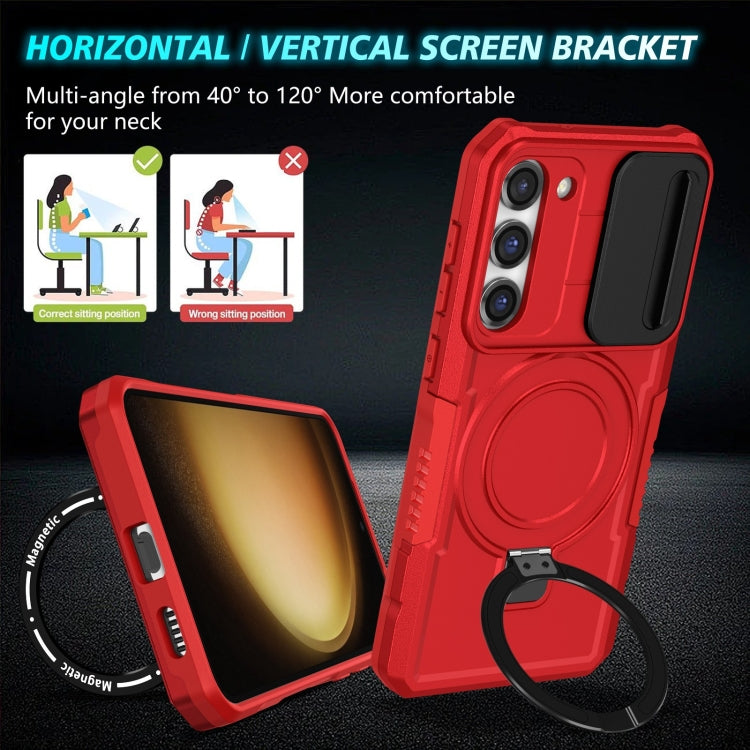 For Samsung Galaxy S23 5G Sliding Camshield Magsafe Holder TPU Hybrid PC Phone Case(Red) - Galaxy S23 5G Cases by PMC TechLife | Online Shopping South Africa | PMC TechLife