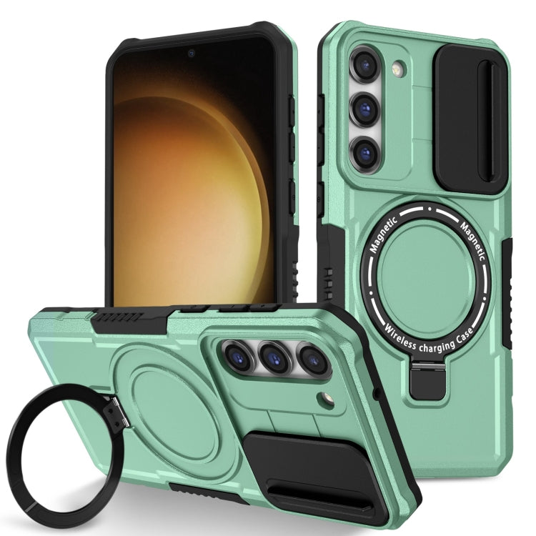 For Samsung Galaxy S23 5G Sliding Camshield Magsafe Holder TPU Hybrid PC Phone Case(Light Blue) - Galaxy S23 5G Cases by PMC TechLife | Online Shopping South Africa | PMC TechLife