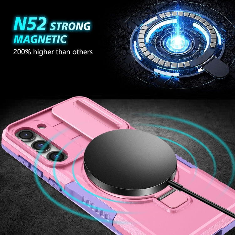 For Samsung Galaxy S23 5G Sliding Camshield Magsafe Holder TPU Hybrid PC Phone Case(Purple Pink) - Galaxy S23 5G Cases by PMC TechLife | Online Shopping South Africa | PMC TechLife