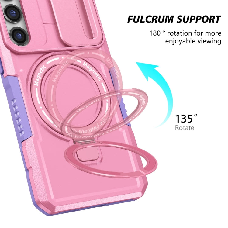 For Samsung Galaxy S23 5G Sliding Camshield Magsafe Holder TPU Hybrid PC Phone Case(Purple Pink) - Galaxy S23 5G Cases by PMC TechLife | Online Shopping South Africa | PMC TechLife