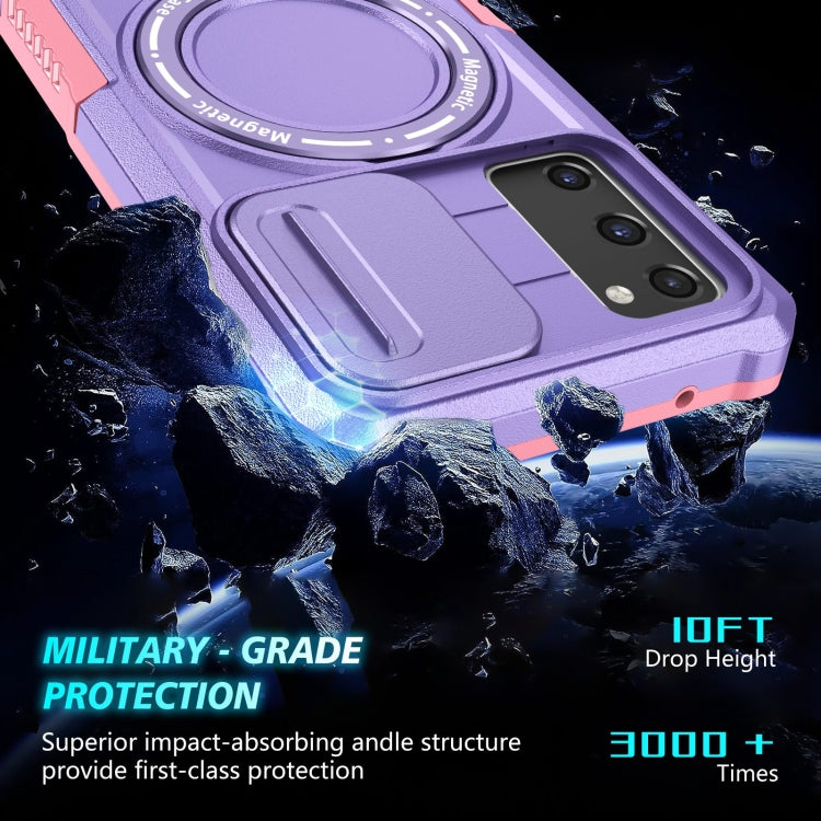 For Samsung Galaxy S20 FE Sliding Camshield Magsafe Holder TPU Hybrid PC Phone Case(Pink Purple) - Galaxy Phone Cases by PMC TechLife | Online Shopping South Africa | PMC TechLife