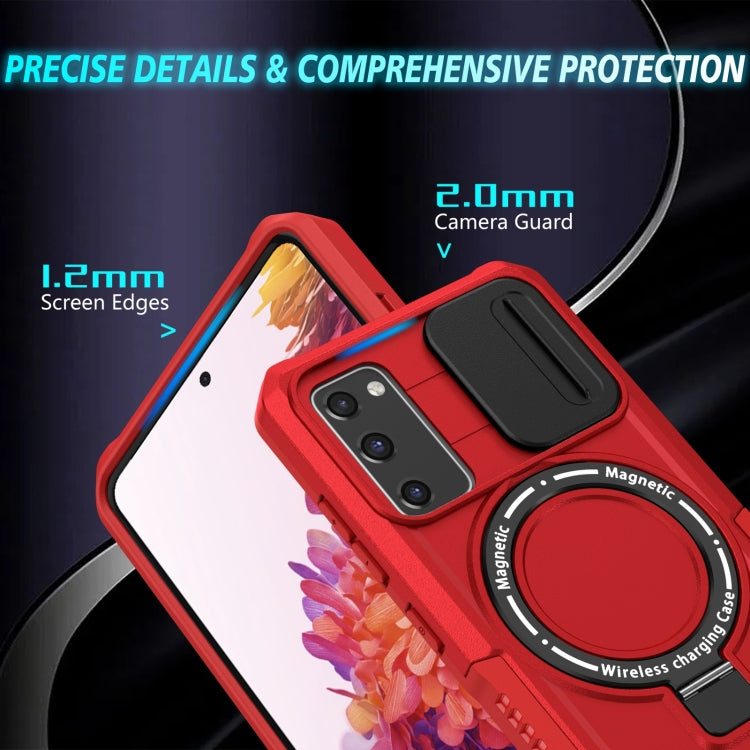 For Samsung Galaxy S20 FE Sliding Camshield Magsafe Holder TPU Hybrid PC Phone Case(Red) - Galaxy Phone Cases by PMC TechLife | Online Shopping South Africa | PMC TechLife