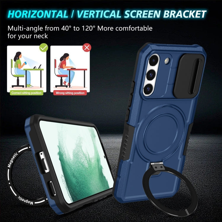 For Samsung Galaxy S22+ 5G Sliding Camshield Magsafe Holder TPU Hybrid PC Phone Case(Royal Blue) - Galaxy S22+ 5G Cases by PMC TechLife | Online Shopping South Africa | PMC TechLife | Buy Now Pay Later Mobicred