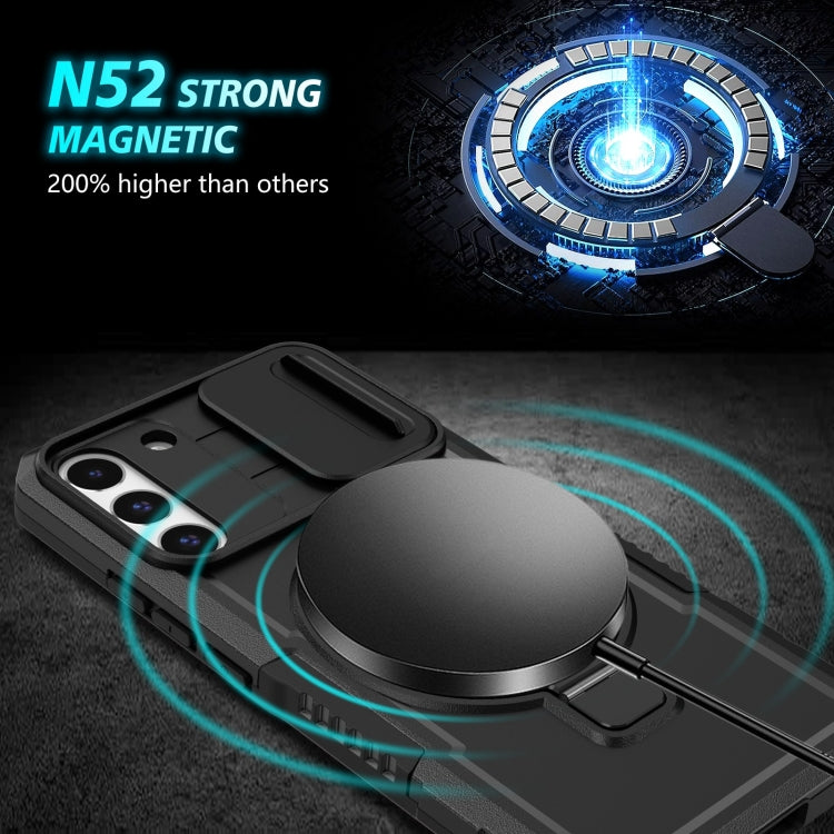For Samsung Galaxy S22+ 5G Sliding Camshield Magsafe Holder TPU Hybrid PC Phone Case(Black) - free shipping - PMC TechLife - Order now!