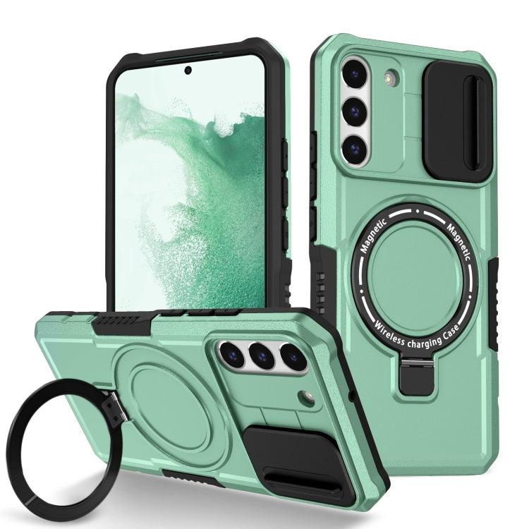 For Samsung Galaxy S22+ 5G Sliding Camshield Magsafe Holder TPU Hybrid PC Phone Case(Light Blue) - Galaxy S22+ 5G Cases by PMC TechLife | Online Shopping South Africa | PMC TechLife | Buy Now Pay Later Mobicred