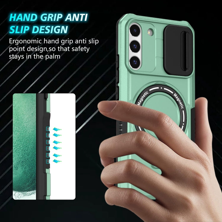 For Samsung Galaxy S22+ 5G Sliding Camshield Magsafe Holder TPU Hybrid PC Phone Case(Light Blue) - Galaxy S22+ 5G Cases by PMC TechLife | Online Shopping South Africa | PMC TechLife | Buy Now Pay Later Mobicred