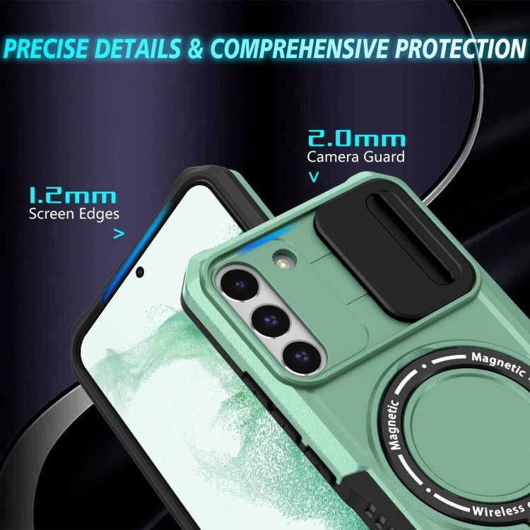 For Samsung Galaxy S22+ 5G Sliding Camshield Magsafe Holder TPU Hybrid PC Phone Case(Light Blue) - Galaxy S22+ 5G Cases by PMC TechLife | Online Shopping South Africa | PMC TechLife | Buy Now Pay Later Mobicred
