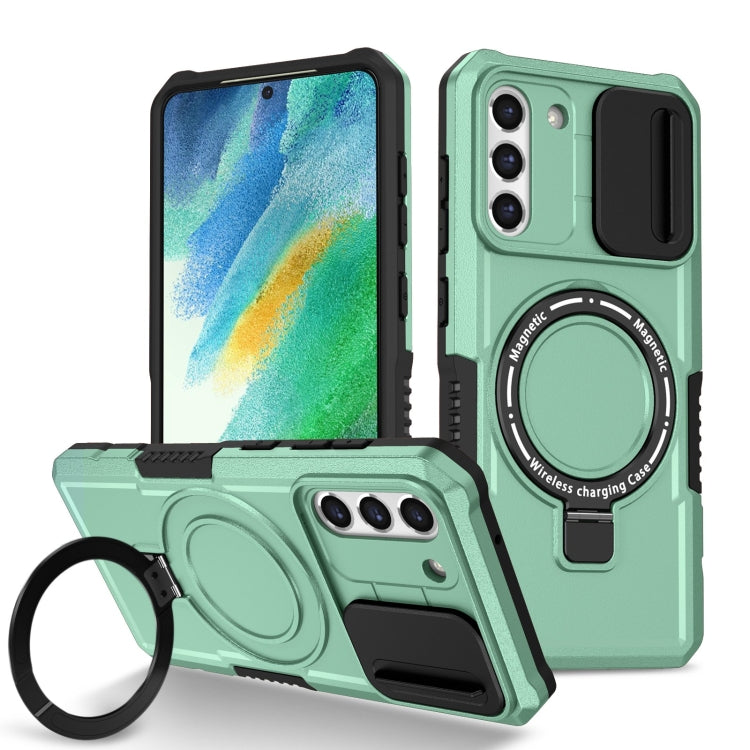 For Samsung Galaxy S21 FE 5G Sliding Camshield Magsafe Holder TPU Hybrid PC Phone Case(Light Blue) - free shipping - PMC TechLife - Order now!