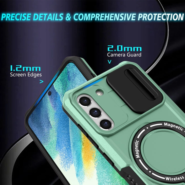 For Samsung Galaxy S21 FE 5G Sliding Camshield Magsafe Holder TPU Hybrid PC Phone Case(Light Blue) - free shipping - PMC TechLife - Order now!
