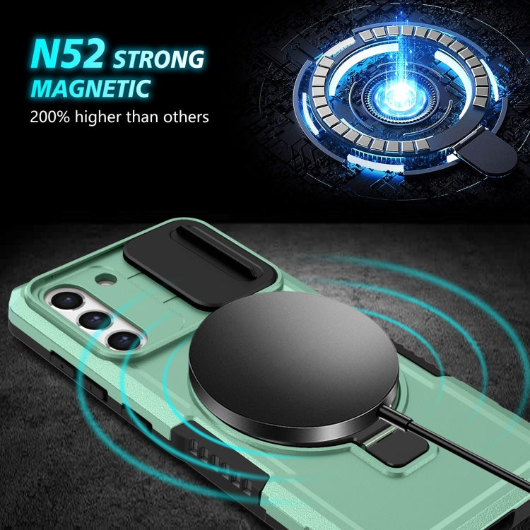For Samsung Galaxy S21 FE 5G Sliding Camshield Magsafe Holder TPU Hybrid PC Phone Case(Light Blue) - free shipping - PMC TechLife - Order now!