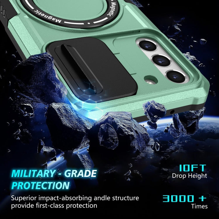 For Samsung Galaxy S21 FE 5G Sliding Camshield Magsafe Holder TPU Hybrid PC Phone Case(Light Blue) - free shipping - PMC TechLife - Order now!