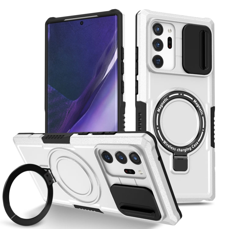 For Samsung Galaxy Note20 Ultra Sliding Camshield Magsafe Holder TPU Hybrid PC Phone Case(Black White) - Galaxy Note20 Ultra Cases by PMC TechLife | Online Shopping South Africa | PMC TechLife