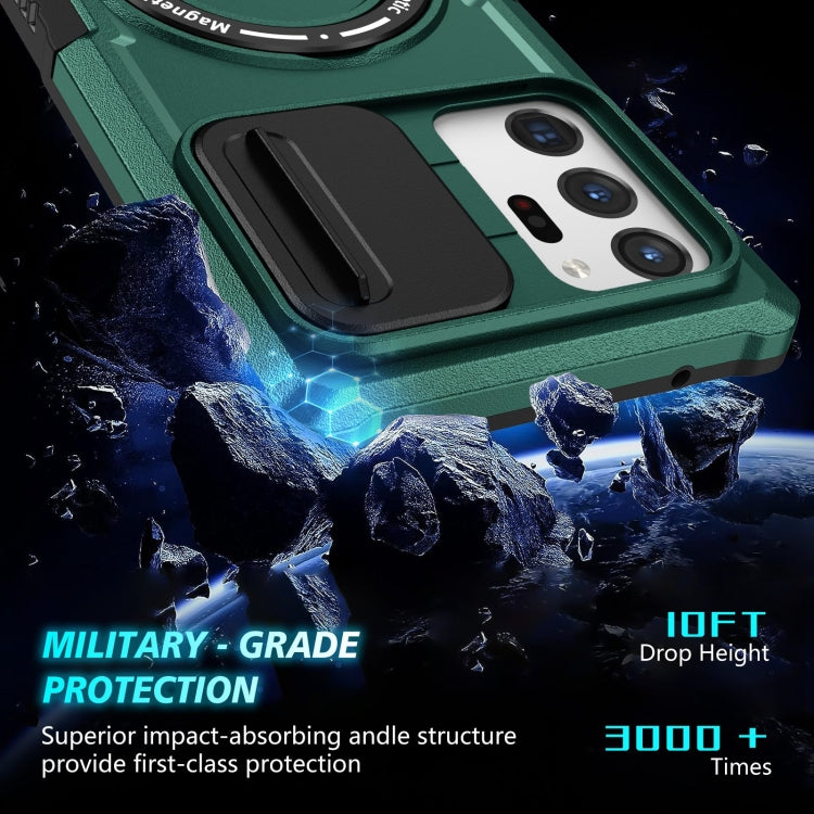 For Samsung Galaxy Note20 Ultra Sliding Camshield Magsafe Holder TPU Hybrid PC Phone Case(Deep Green) - Galaxy Note20 Ultra Cases by PMC TechLife | Online Shopping South Africa | PMC TechLife
