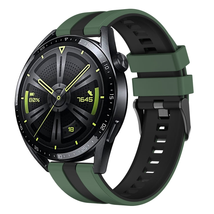 For Huawei Watch GT 3 / GT 3 Pro Vertical Two Color Silicone Watch Band(Olive Green+Black) - Watch Bands by PMC TechLife | Online Shopping South Africa | PMC TechLife