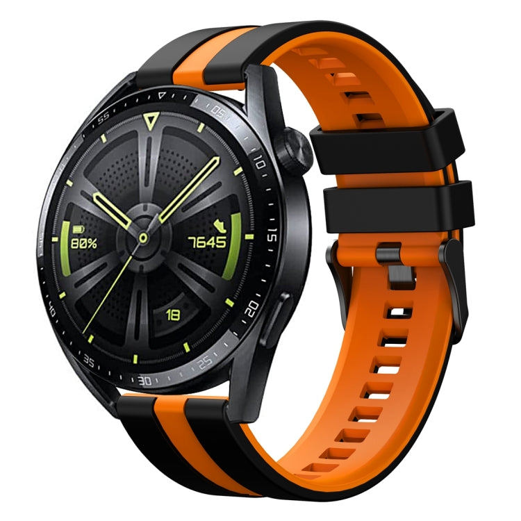 For Huawei Watch GT 3 / GT 3 Pro Vertical Two Color Silicone Watch Band(Black+Orange) - Watch Bands by PMC TechLife | Online Shopping South Africa | PMC TechLife