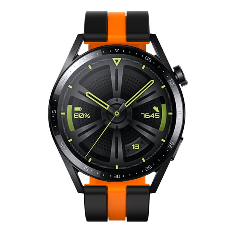 For Huawei Watch GT 3 / GT 3 Pro Vertical Two Color Silicone Watch Band(Black+Orange) - Watch Bands by PMC TechLife | Online Shopping South Africa | PMC TechLife