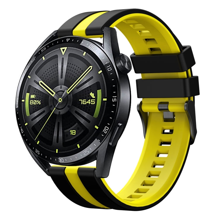For Huawei Watch GT 3 / GT 3 Pro Vertical Two Color Silicone Watch Band(Black+Yellow) - Watch Bands by PMC TechLife | Online Shopping South Africa | PMC TechLife
